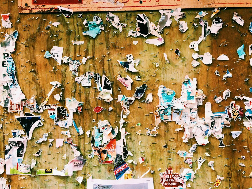 Wall covered with sticky notes during a workshop