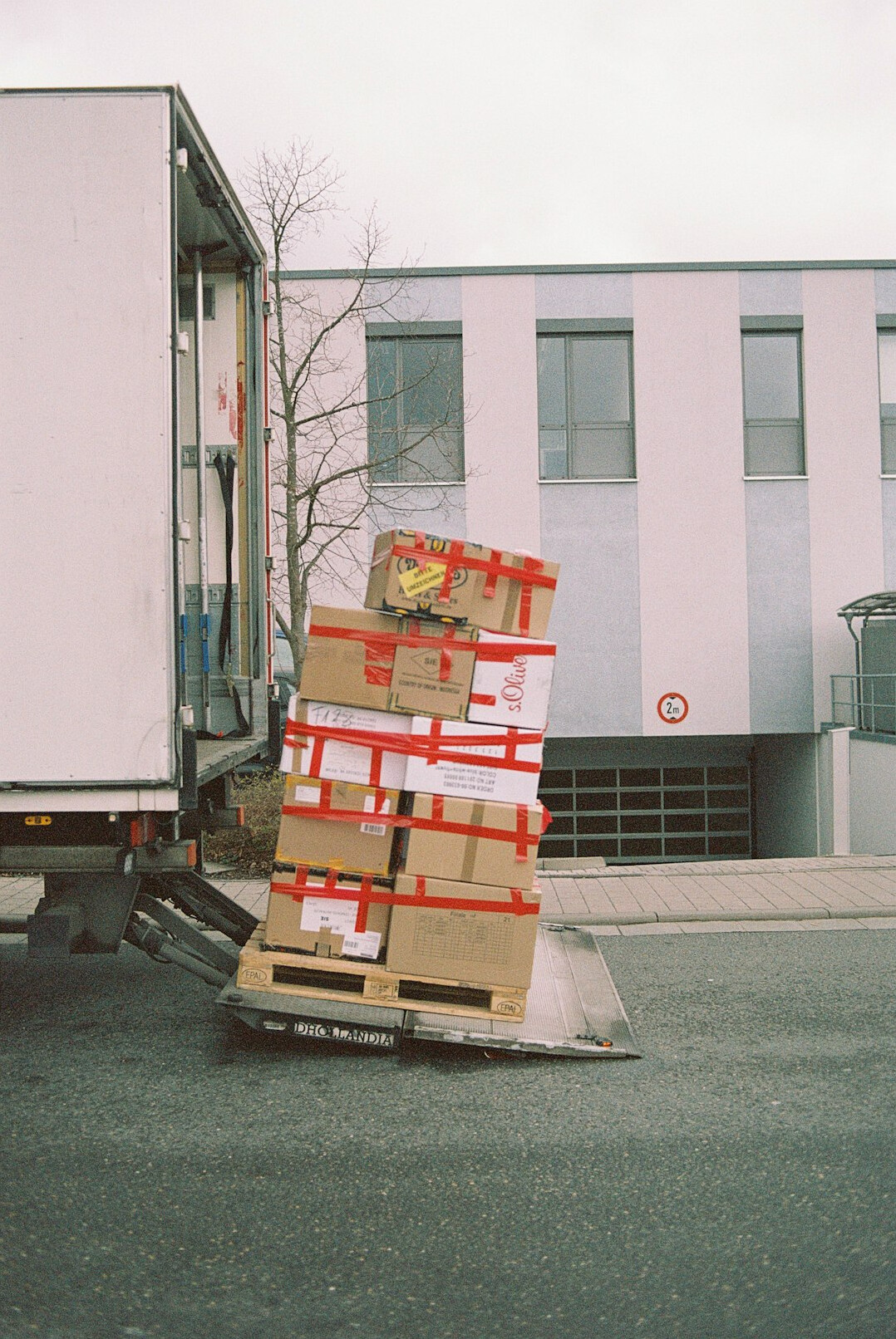 Loading dock with stacked boxes