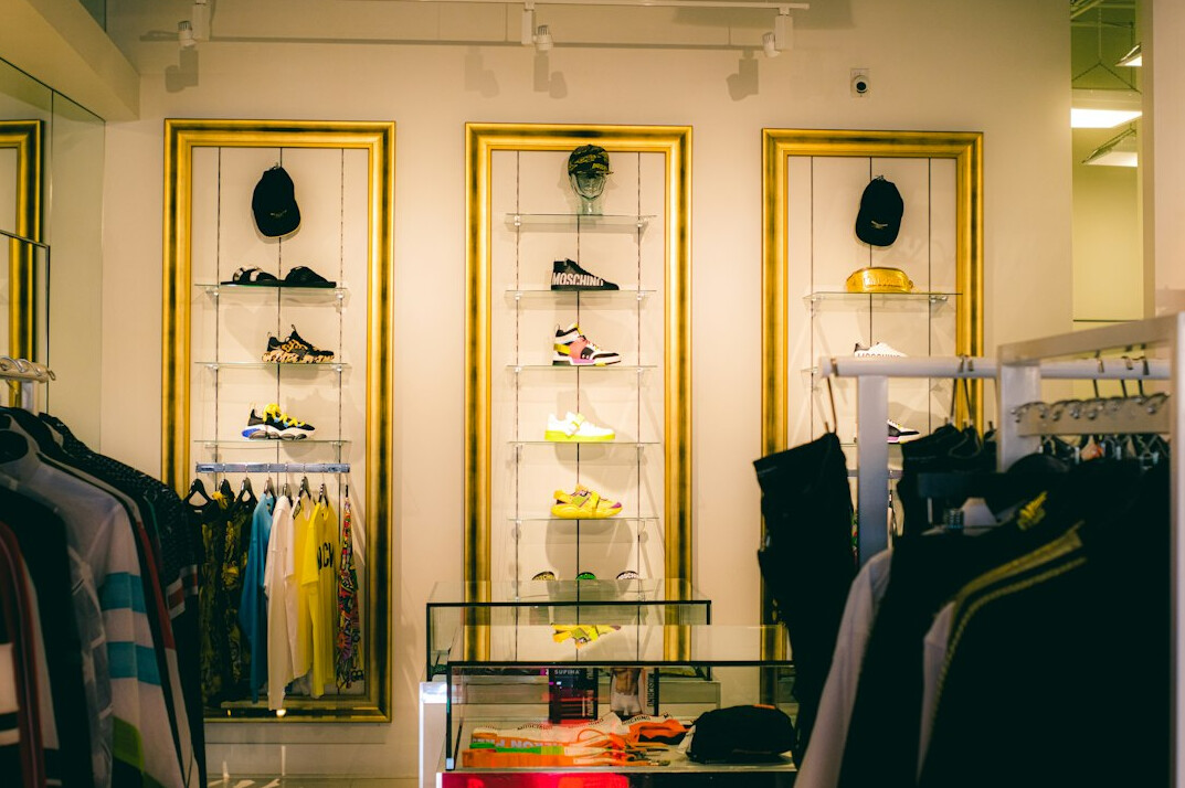 Small boutique shop interior with shelves