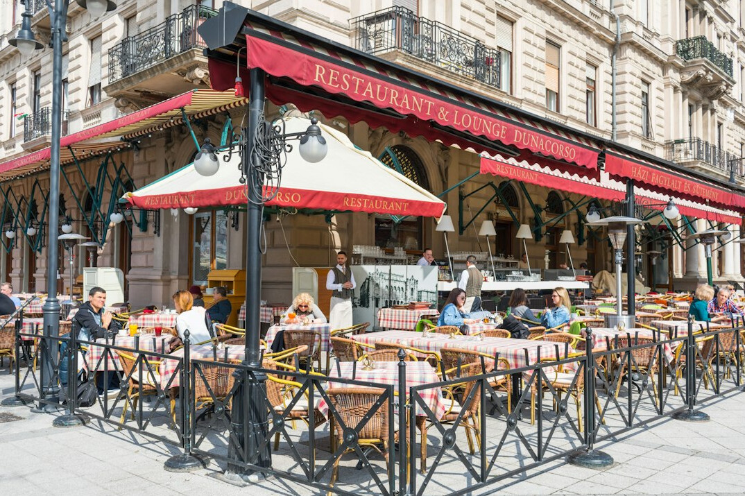 Restaurant terrace on a city street